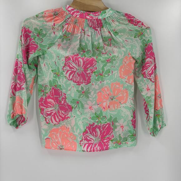 Lilly Pulitzer Elsa Top Women's Small Multicolor 100% Silk Floral Pattern Shirt - Picture 6 of 6